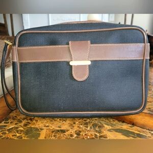 Dunhill Men's Black and Brown Leather Trim Bag